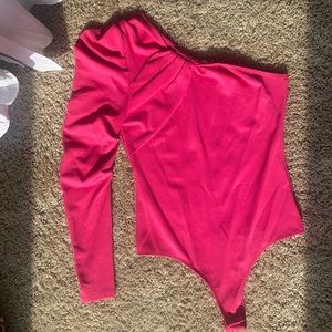 Hot Pink One Shoulder Bodysuit